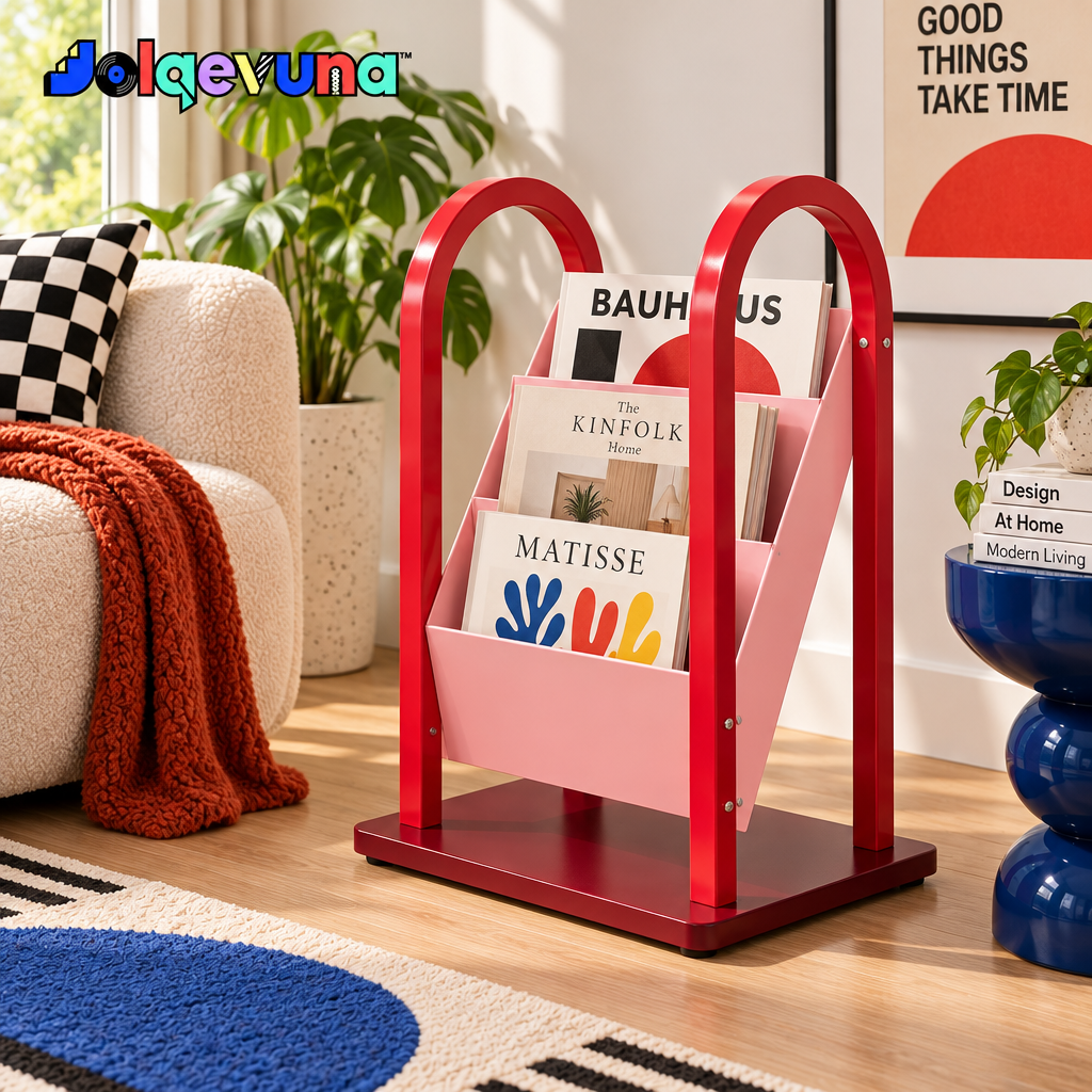 Jolqevuna™ Red Arch Tiered Magazine Stand view 2