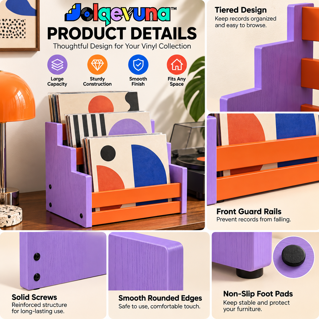 Jolqevuna™ Lavender Step Record Rack view 3