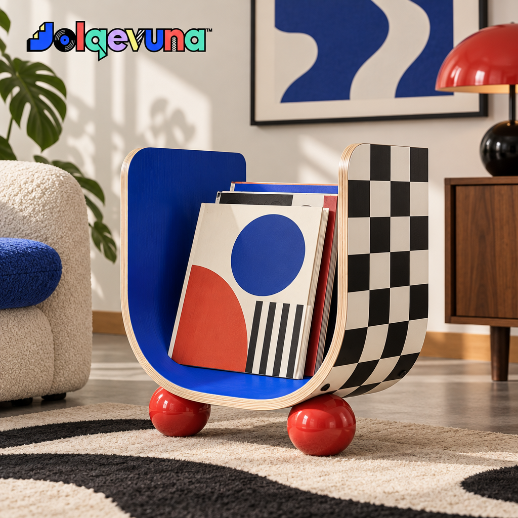 Jolqevuna™ Checkerboard Curve Magazine Rack view 1