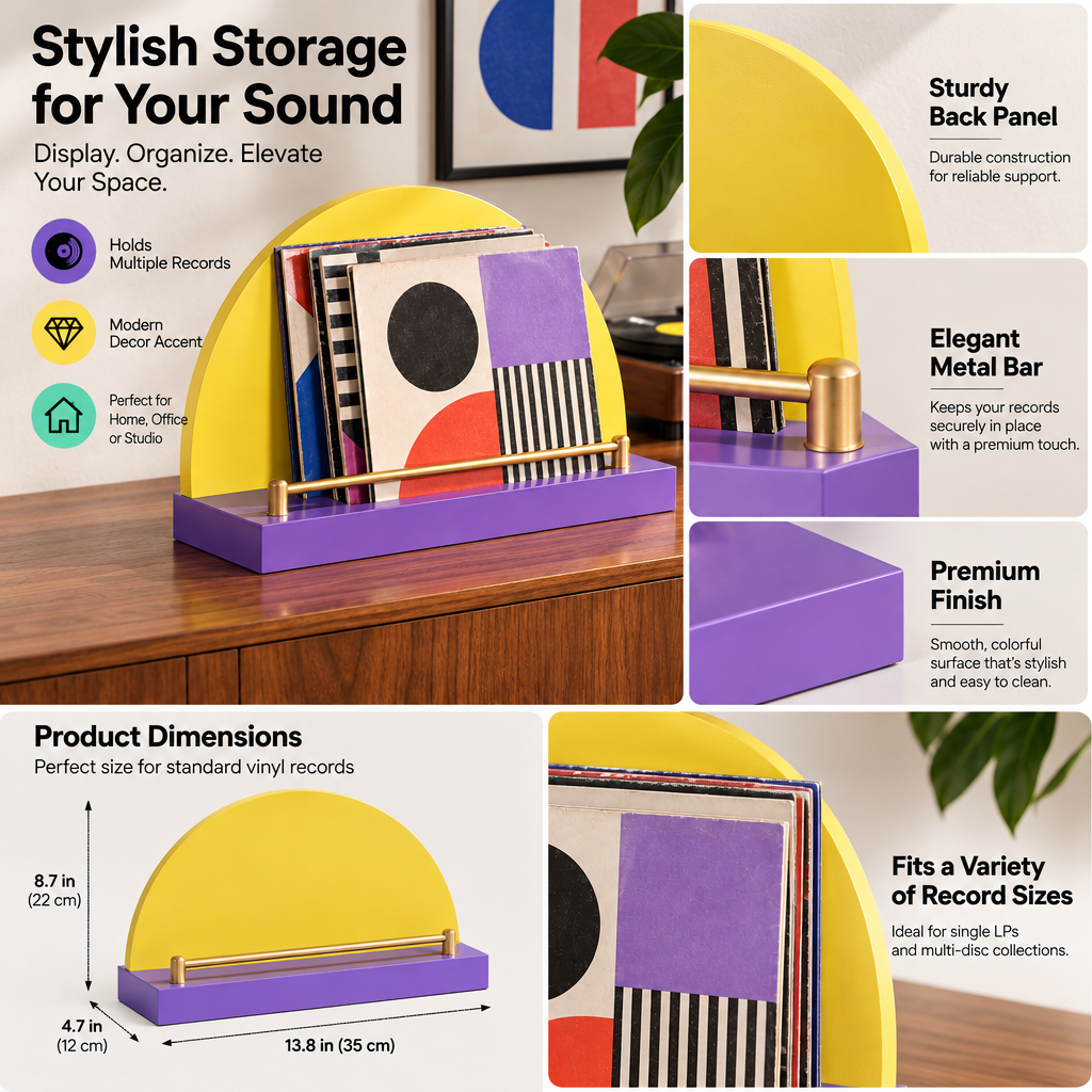 Jolqevuna™ Yellow Sun Record Display view 3