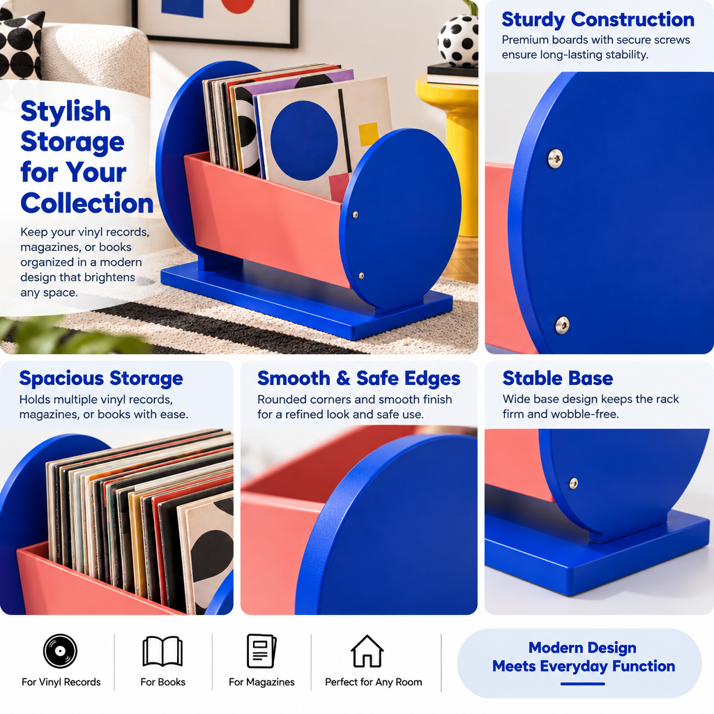 Jolqevuna™ Blue Orbit Record Rack view 3