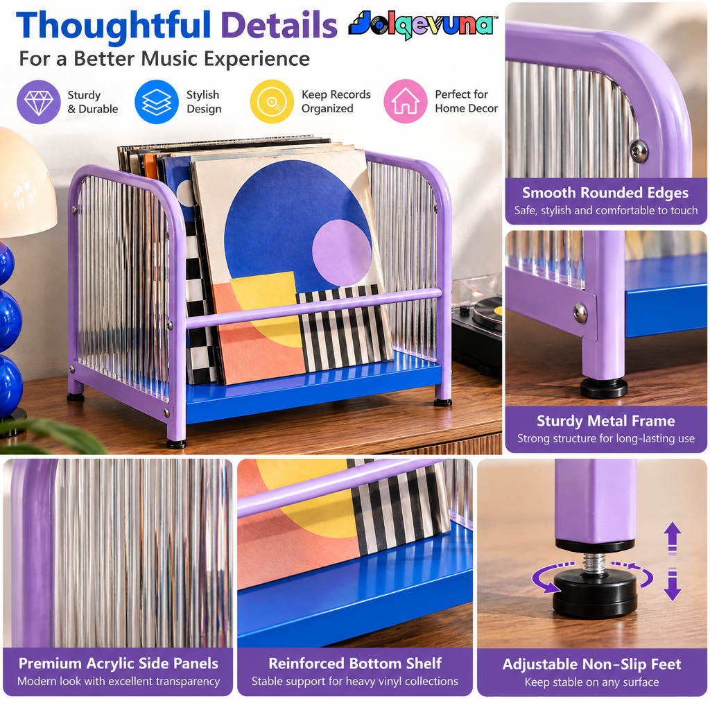 Jolqevuna™ Lavender Ribbed Record Rack view 3